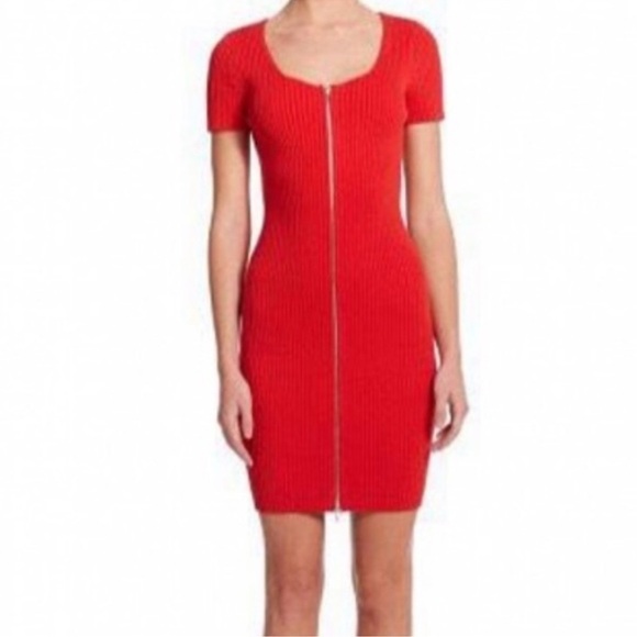 T by Alexander Wang Red Ribbed Knit Dress - Picture 2 of 8